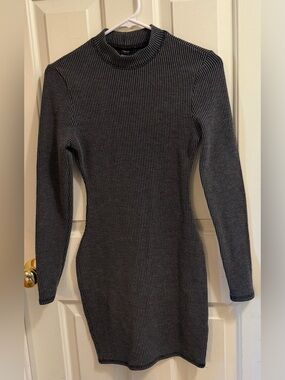 Windsor Charcoal Mockneck Ribbed Long Sleeve Mini Dress | OfficeCore | Fall | S